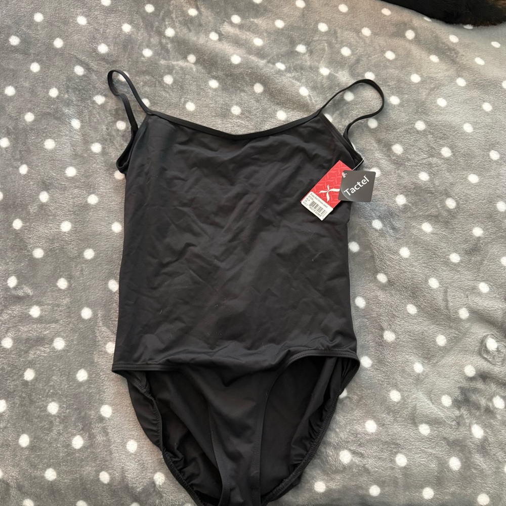 Capezio Black Spaghetti-Strap Strappy Back Dance Leotard
